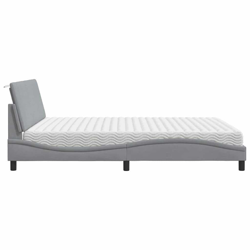 vidaXL Κρεβάτι με Στρώμα Hanko Ανοιχτό Γκρι 180x200 εκ. Υφασμάτινο