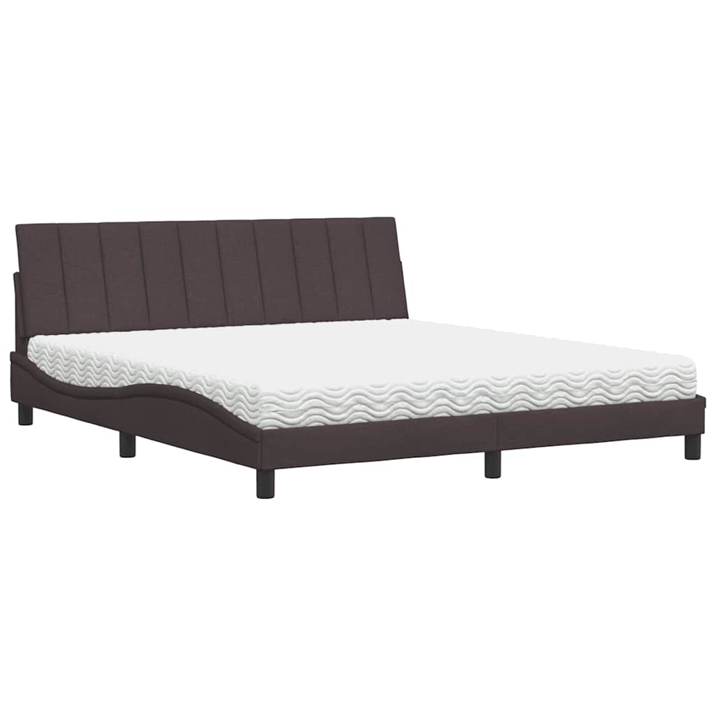 vidaXL Κρεβάτι με Στρώμα Hanko Σκούρο Καφέ 180x200 εκ Υφασμάτινο