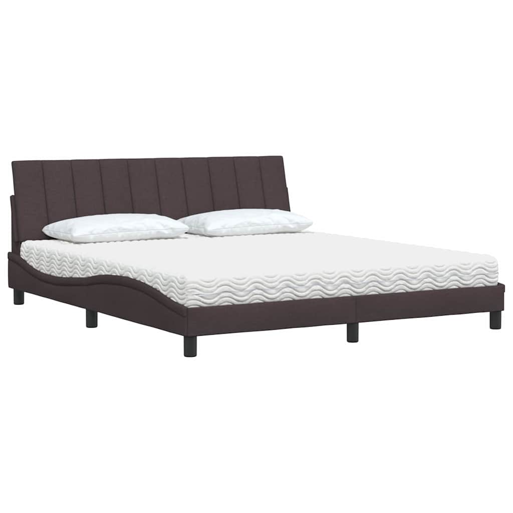 vidaXL Κρεβάτι με Στρώμα Hanko Σκούρο Καφέ 180x200 εκ Υφασμάτινο