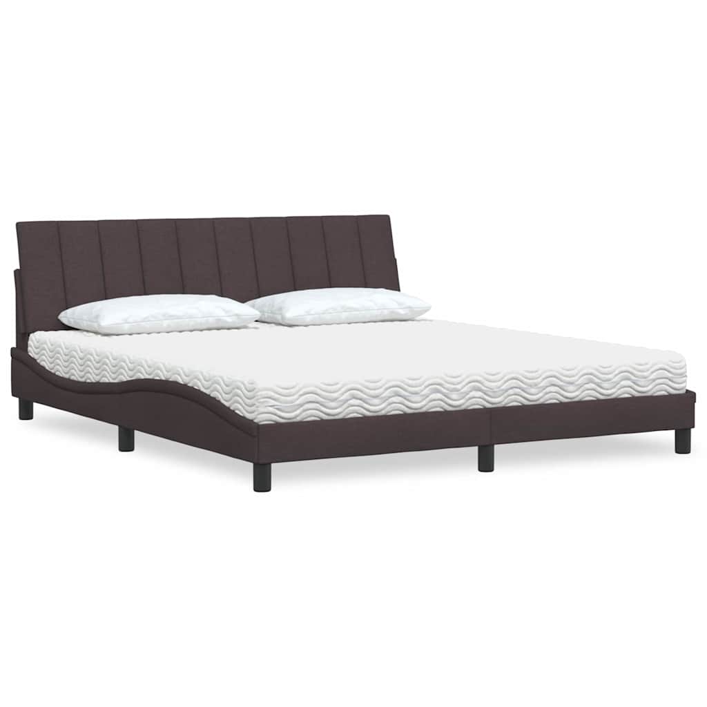 vidaXL Κρεβάτι με Στρώμα Hanko Σκούρο Καφέ 180x200 εκ Υφασμάτινο