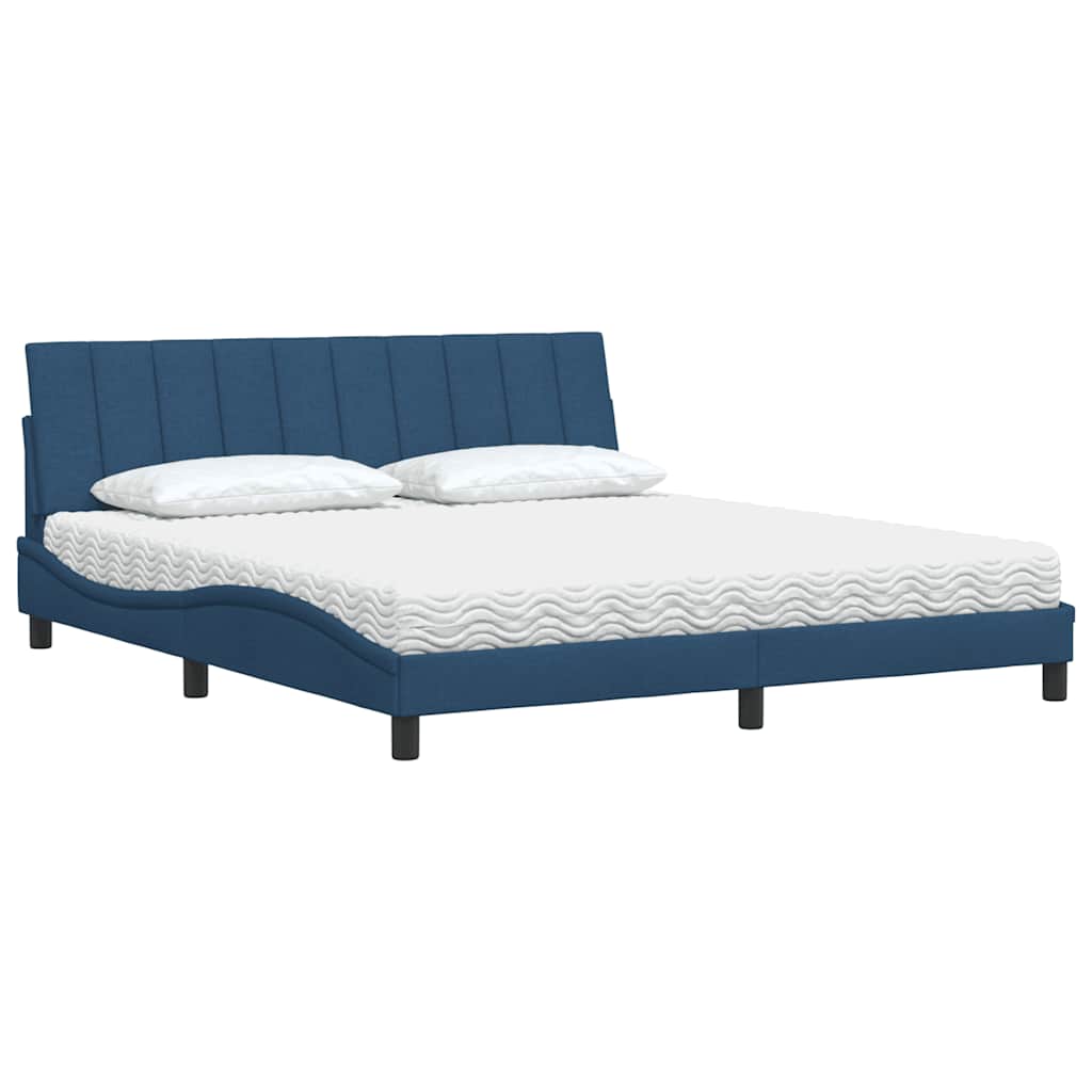 vidaXL Κρεβάτι με Στρώμα Hanko Μπλε 180x200 εκ. Υφασμάτινο