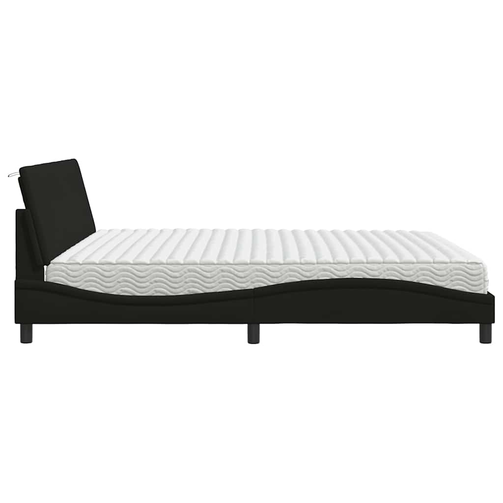 vidaXL Κρεβάτι με Στρώμα Hanko Μαύρο 200x200 εκ. Υφασμάτινο