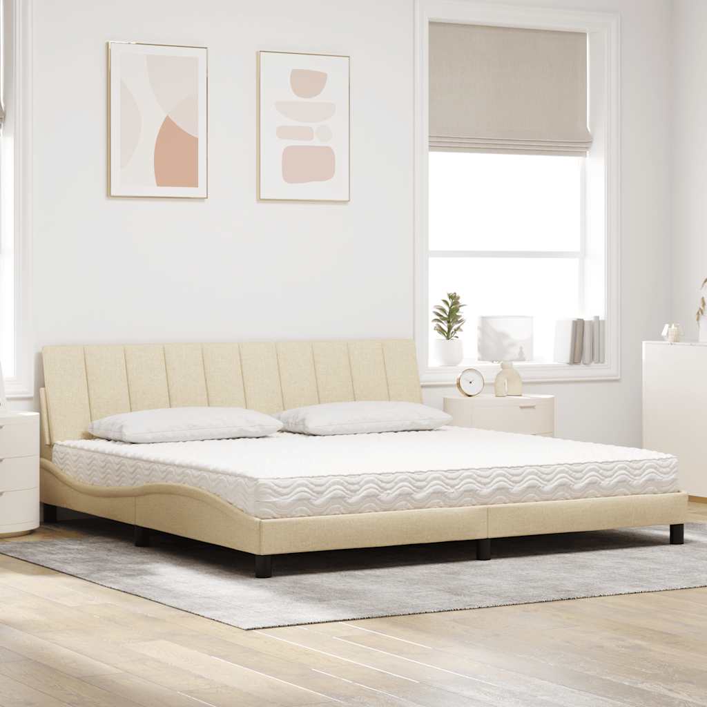vidaXL Κρεβάτι με Στρώμα Hanko Κρεμ 200x200 εκ. Υφασμάτινο