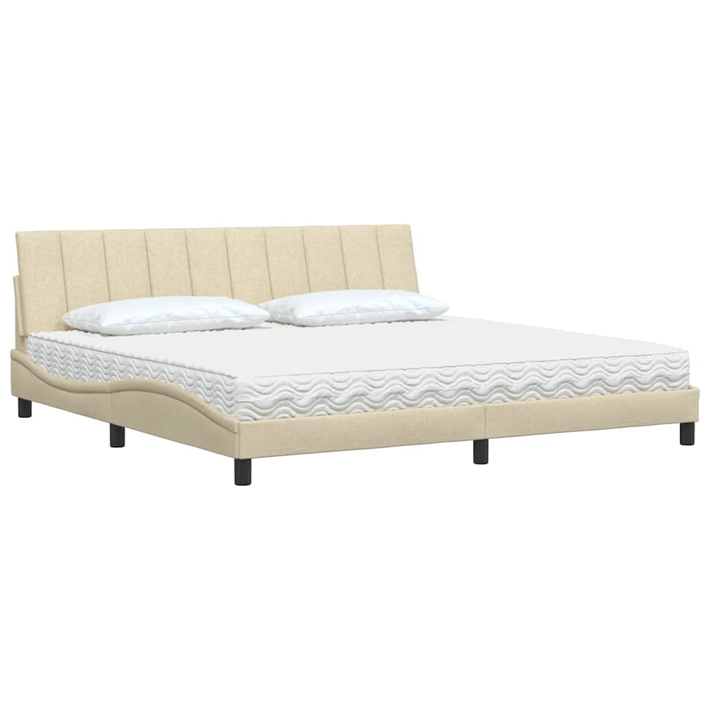 vidaXL Κρεβάτι με Στρώμα Hanko Κρεμ 200x200 εκ. Υφασμάτινο