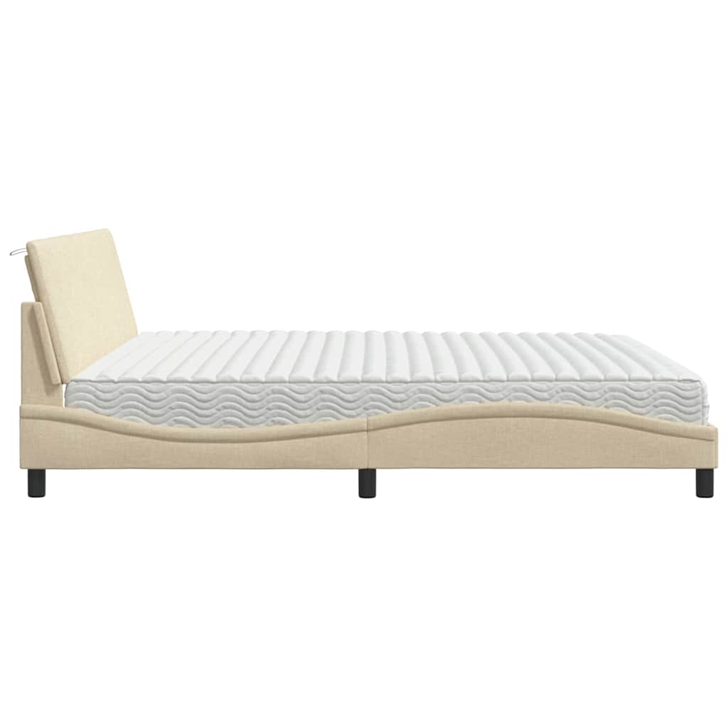 vidaXL Κρεβάτι με Στρώμα Hanko Κρεμ 200x200 εκ. Υφασμάτινο