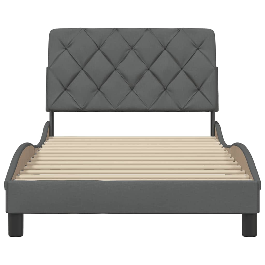 vidaXL Σκελετός Κρεβατιού Χωρίς Στρώμα Σκ. Γκρι 100x200 εκ. Υφασμάτινο