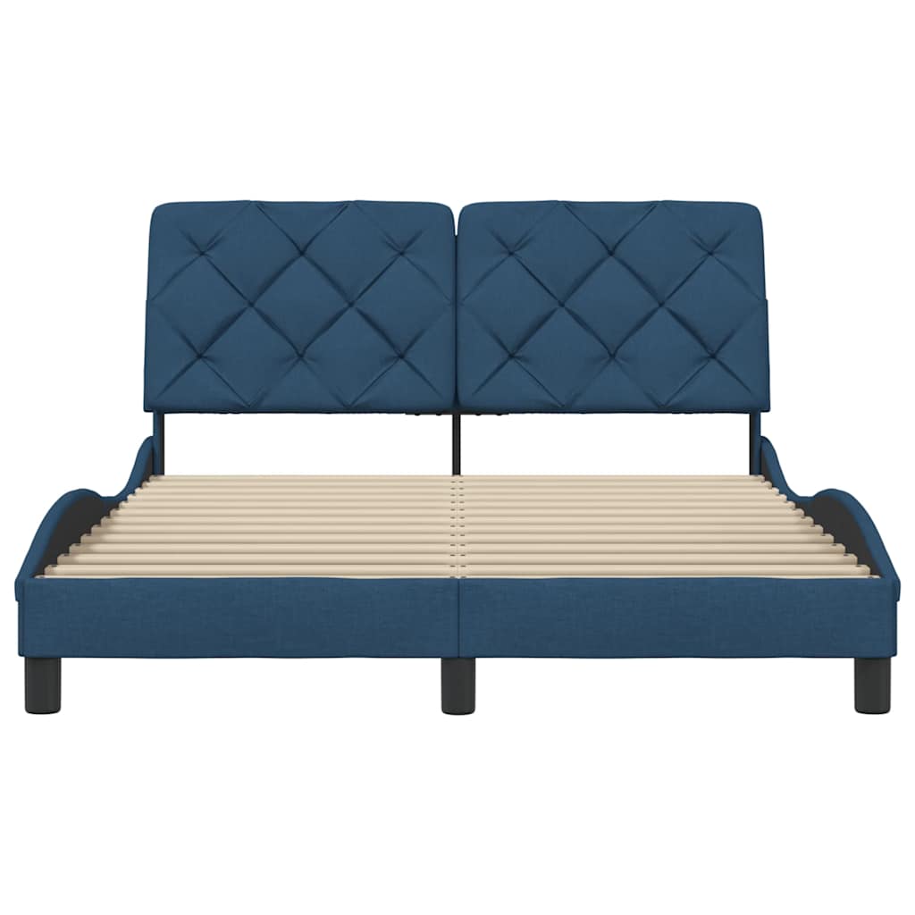 vidaXL Πλαίσιο κρεβατιού χωρίς στρώμα Μπλε 120x200 cm Ύφασμα