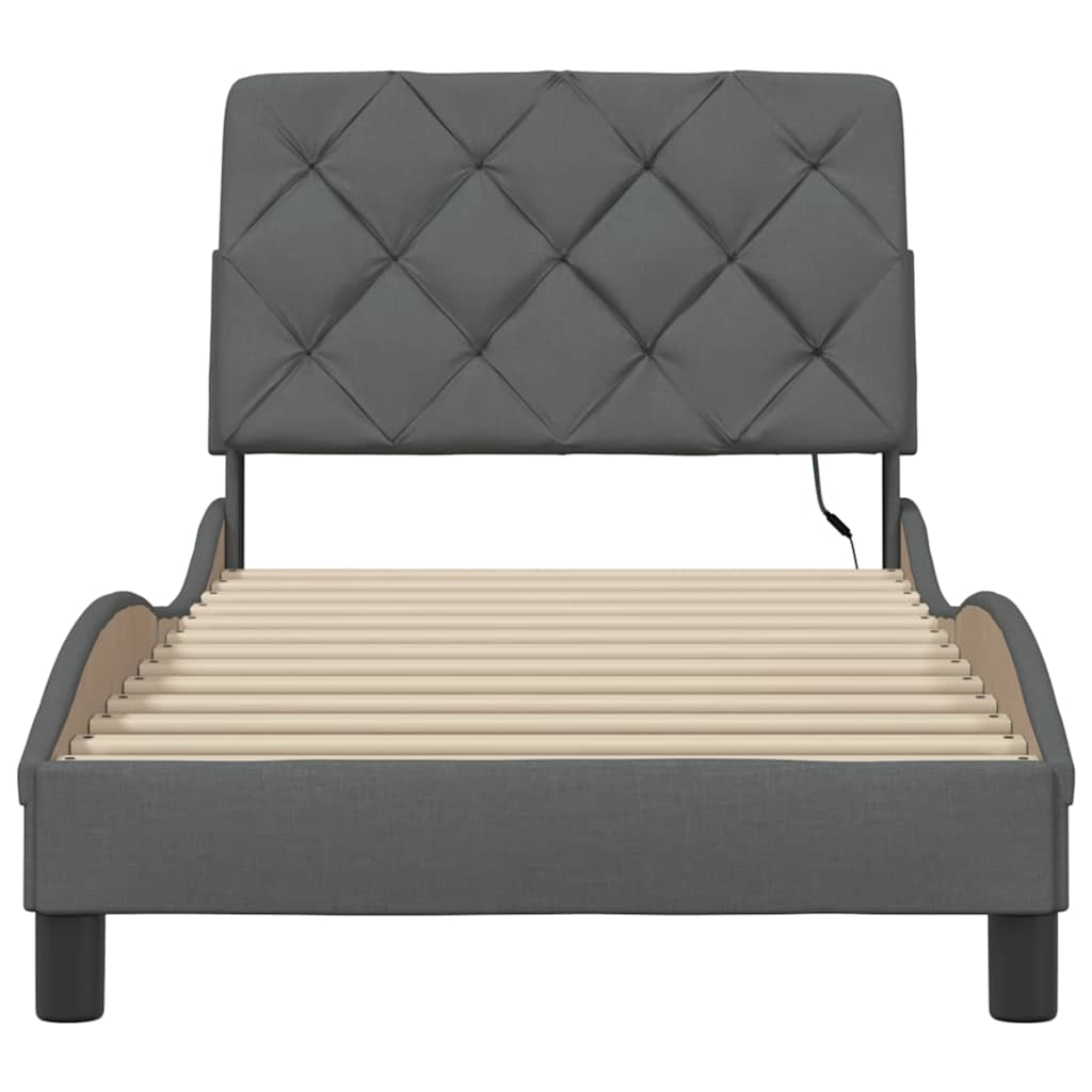 vidaXL Σκελετός Κρεβατιού με LED Χωρίς Στρώμα Σκ. Γκρι 80x200 εκ.