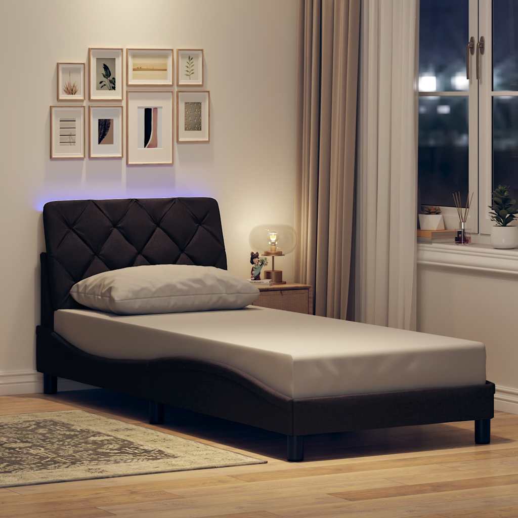 vidaXL Σκελετός Κρεβατιού με LED Χωρίς Στρώμα Σκ. Καφέ 90x200 εκ.