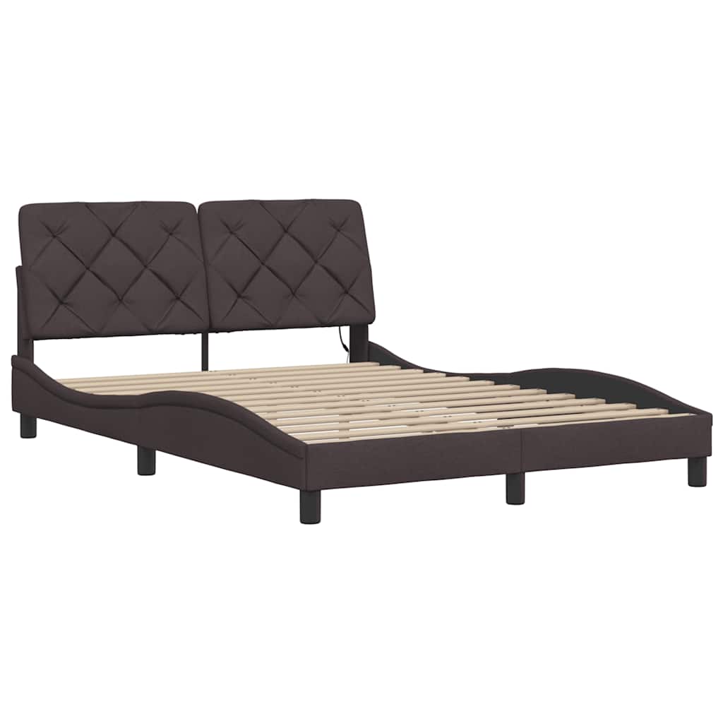 vidaXL Σκελετός Κρεβατιού με LED Χωρίς Στρώμα Καφέ 140x200 εκ.