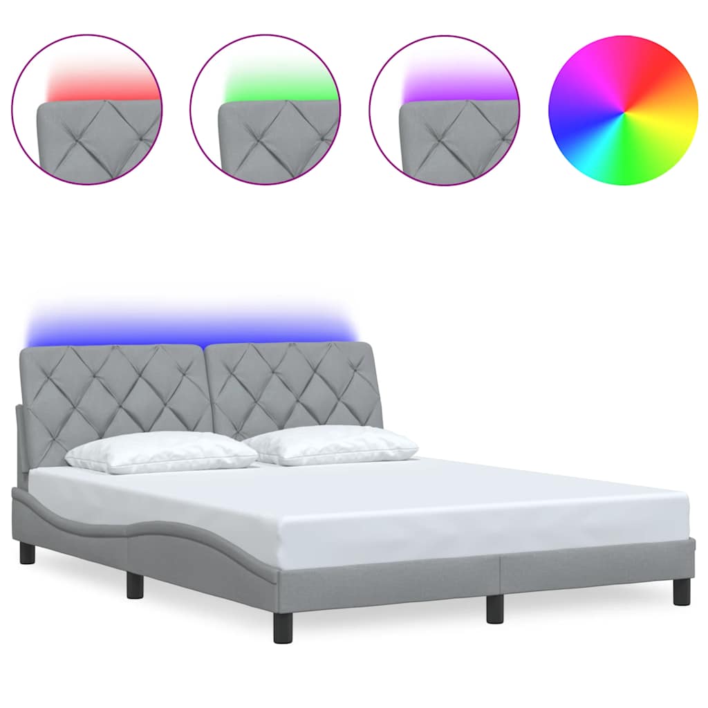 vidaXL Σκελετός Κρεβατιού με LED Χωρίς Στρώμα Αν. Γκρι 160x200 εκ.