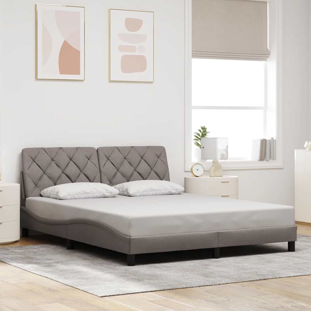 vidaXL Πλαίσιο κρεβατιού με LED χωρίς στρώμα Taupe 160x200 cm Ύφασμα