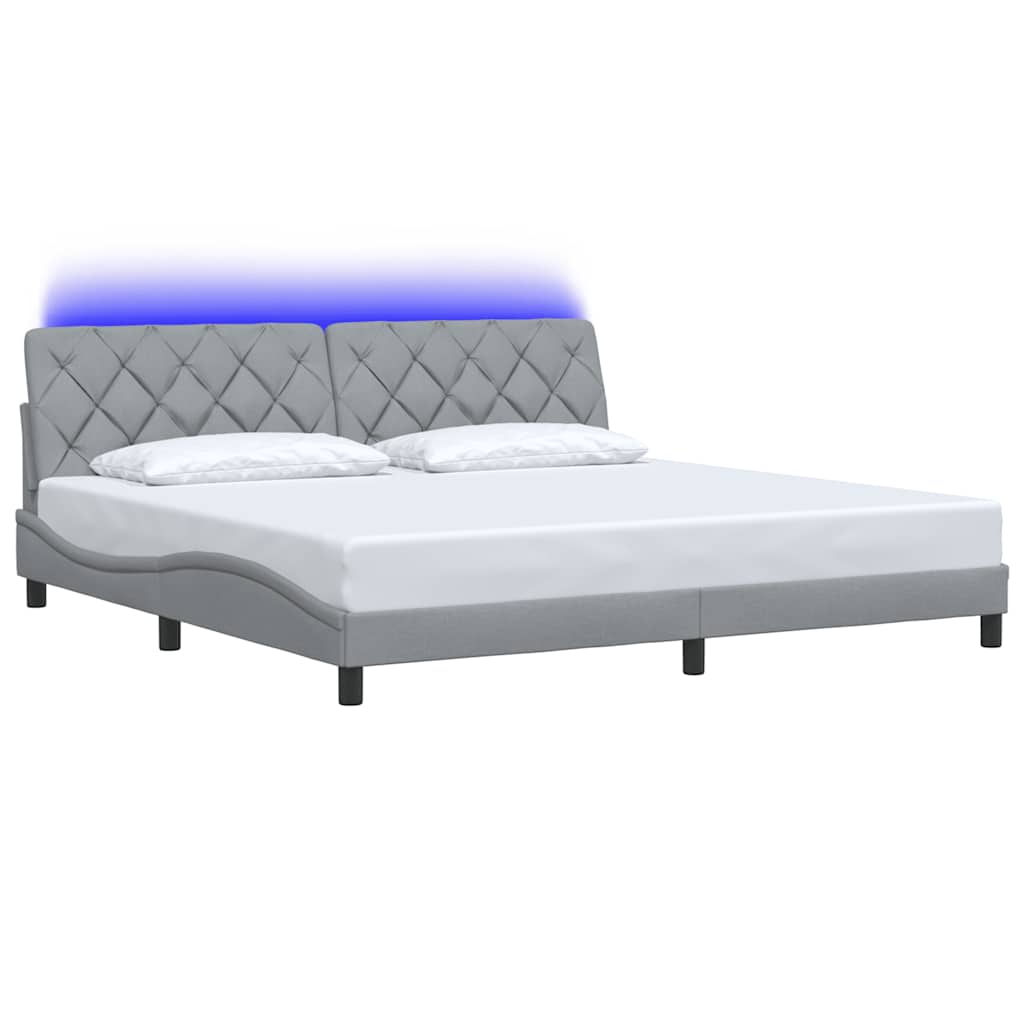 vidaXL Σκελετός Κρεβατιού με LED Χωρίς Στρώμα Αν. Γκρι 200x200 εκ.