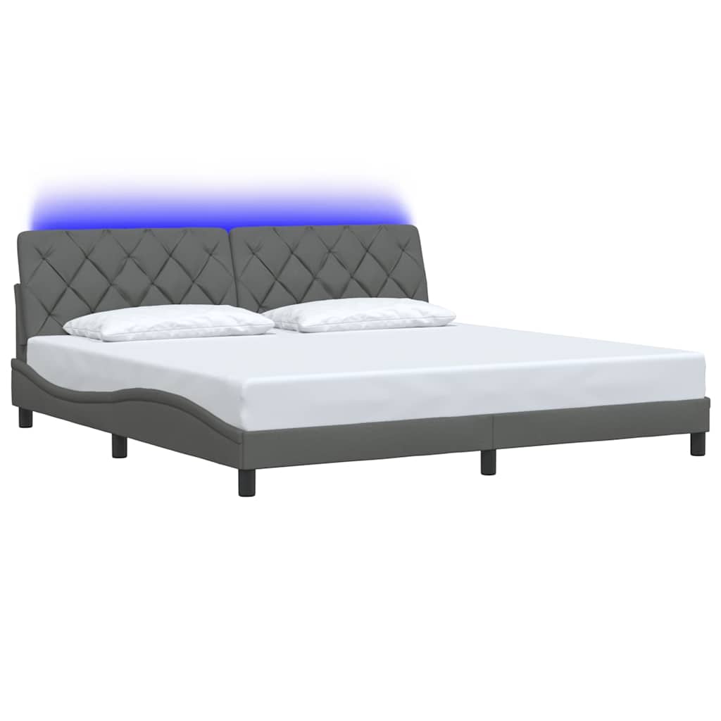 vidaXL Σκελετός Κρεβατιού με LED Χωρίς Στρώμα Σκ. Γκρι 200x200 εκ.