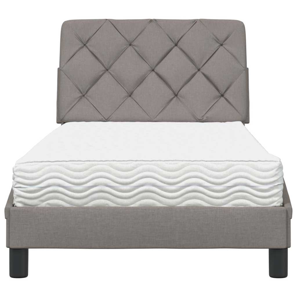 vidaXL Κρεβάτι με Στρώμα Taupe 90x200 εκ. Υφασμάτινο