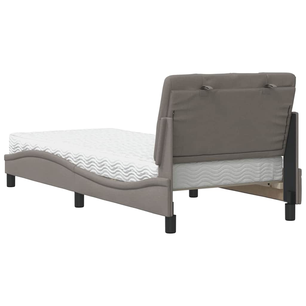 vidaXL Κρεβάτι με Στρώμα Taupe 90x200 εκ. Υφασμάτινο