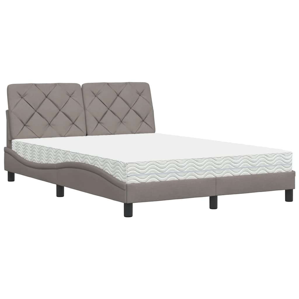 vidaXL Κρεβάτι με Στρώμα Taupe 120x200 εκ. Υφασμάτινο