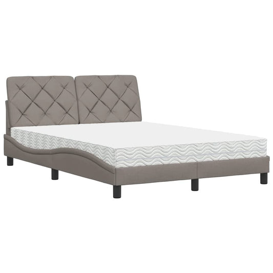 vidaXL Κρεβάτι με Στρώμα Taupe 120x200 εκ. Υφασμάτινο