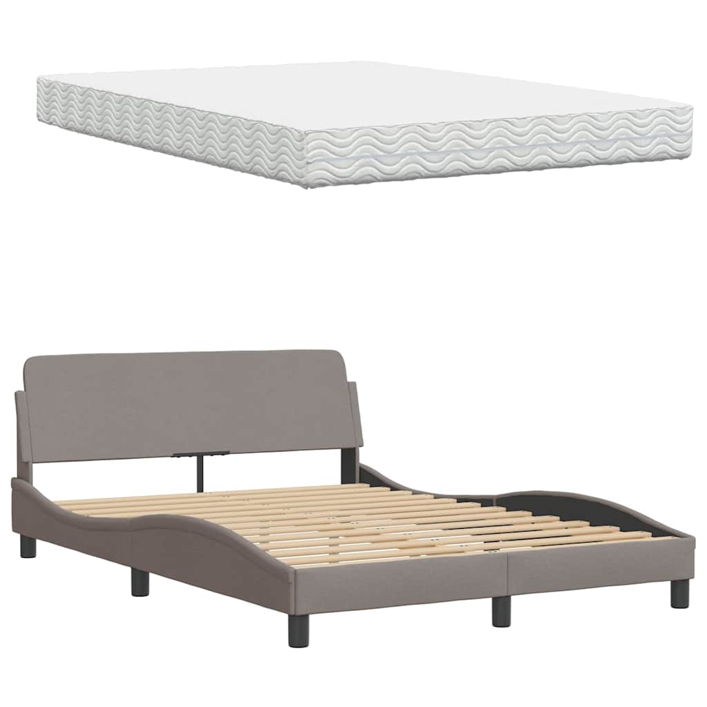 vidaXL Κρεβάτι με Στρώμα Taupe 120x200 εκ. Υφασμάτινο