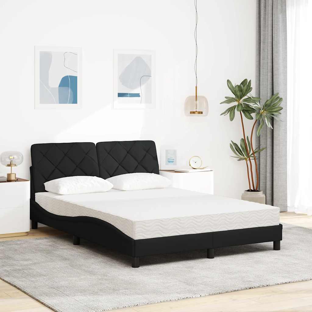vidaXL Κρεβάτι με Στρώμα με Στρώμα Μαύρο 140 x 190 εκ. Υφασμάτινο
