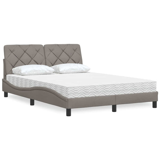 vidaXL Κρεβάτι με Στρώμα Taupe 140x190 εκ. Υφασμάτινο
