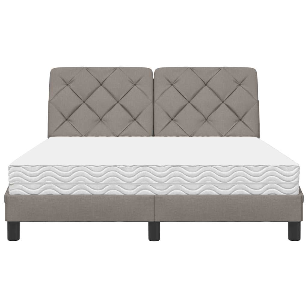 vidaXL Κρεβάτι με Στρώμα Taupe 140x200 εκ. Υφασμάτινο