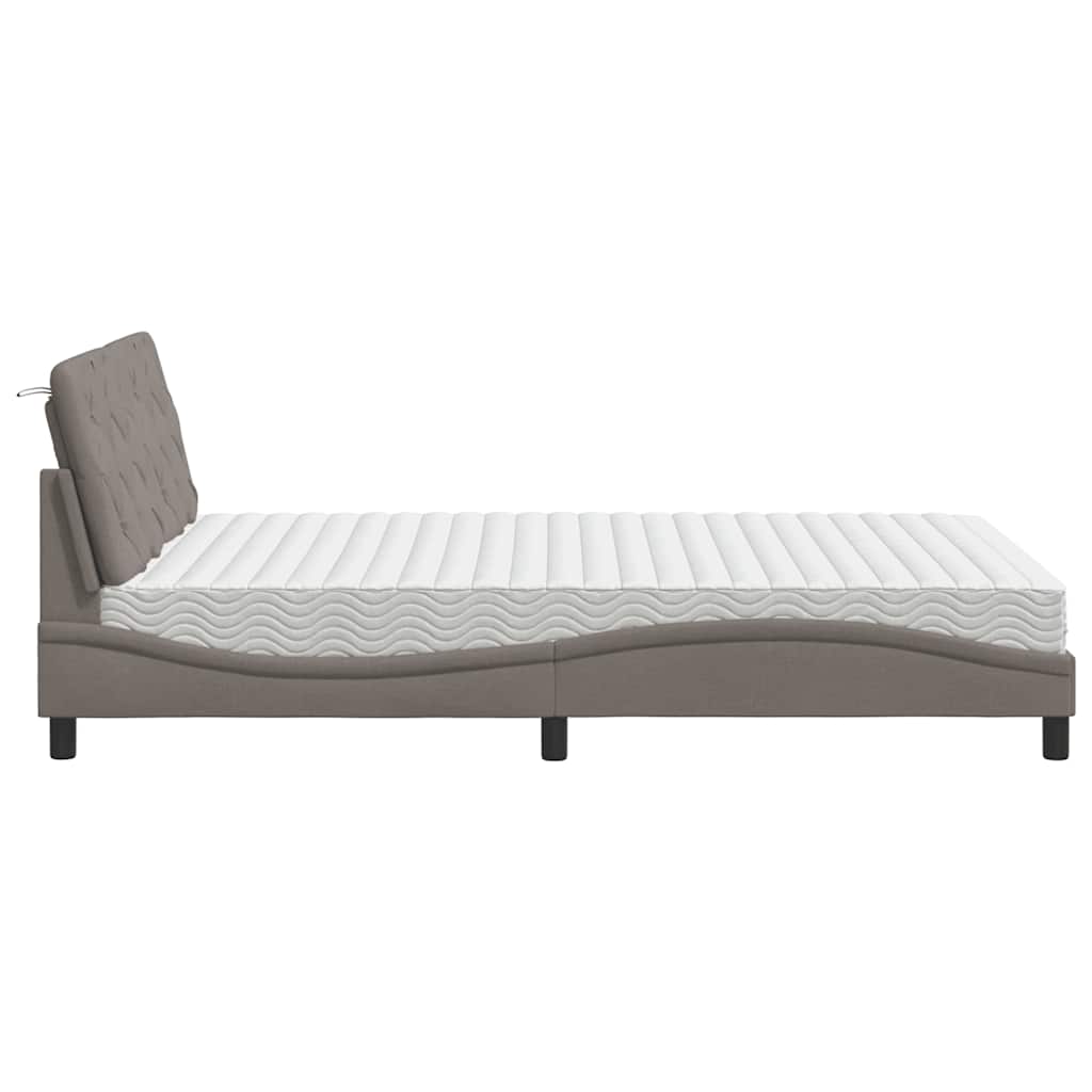 vidaXL Κρεβάτι με Στρώμα Taupe 140x200 εκ. Υφασμάτινο