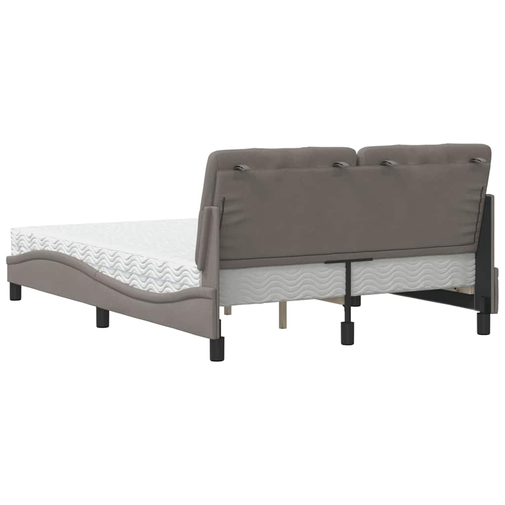 vidaXL Κρεβάτι με Στρώμα Taupe 140x200 εκ. Υφασμάτινο