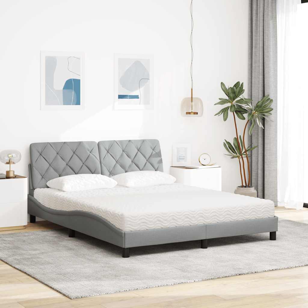 vidaXL Κρεβάτι με Στρώμα Αν. Πράσινο 160x200εκ Υφασμάτινο