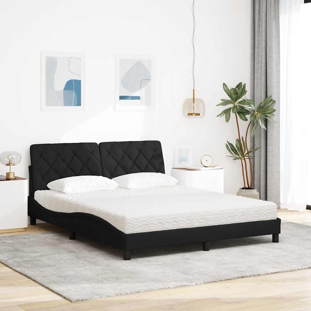 vidaXL Κρεβάτι με Στρώμα Μαύρο 160x200 εκ. Υφασμάτινο