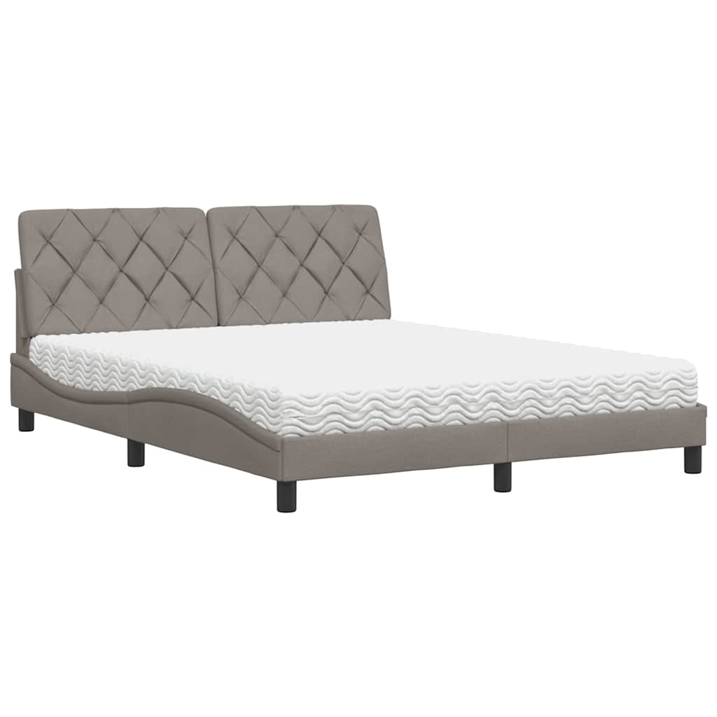 vidaXL Κρεβάτι με Στρώμα Taupe 160x200 εκ. Υφασμάτινο