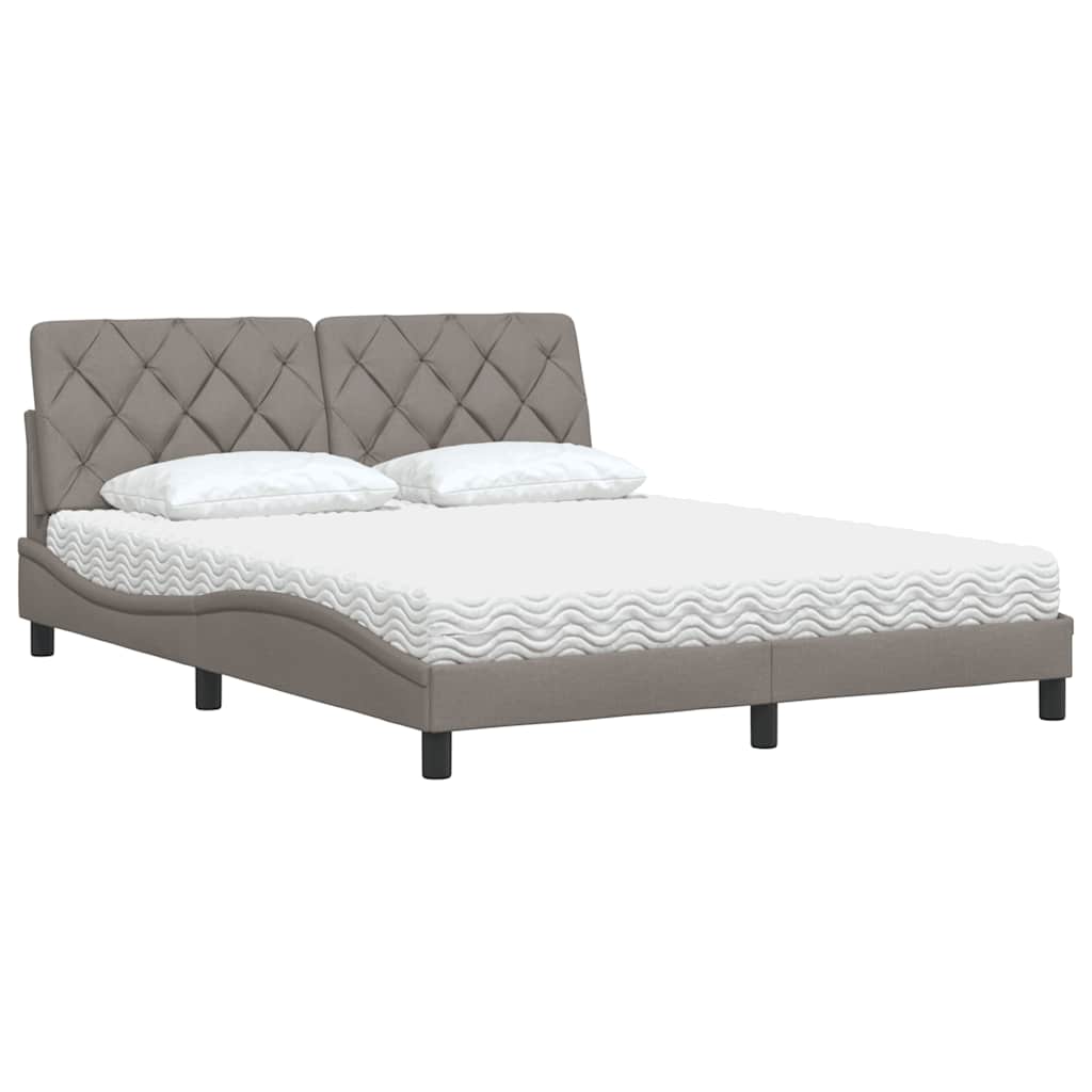 vidaXL Κρεβάτι με Στρώμα Taupe 160x200 εκ. Υφασμάτινο