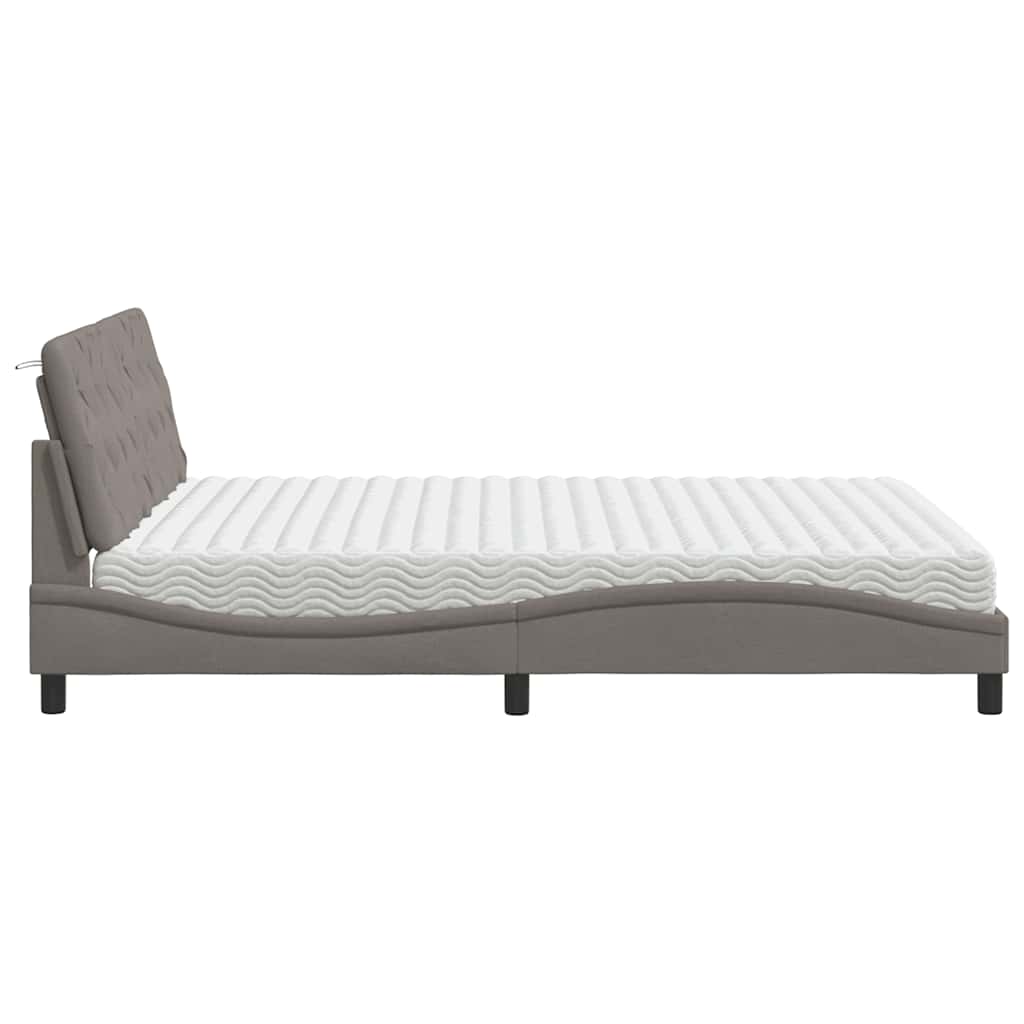 vidaXL Κρεβάτι με Στρώμα Taupe 160x200 εκ. Υφασμάτινο