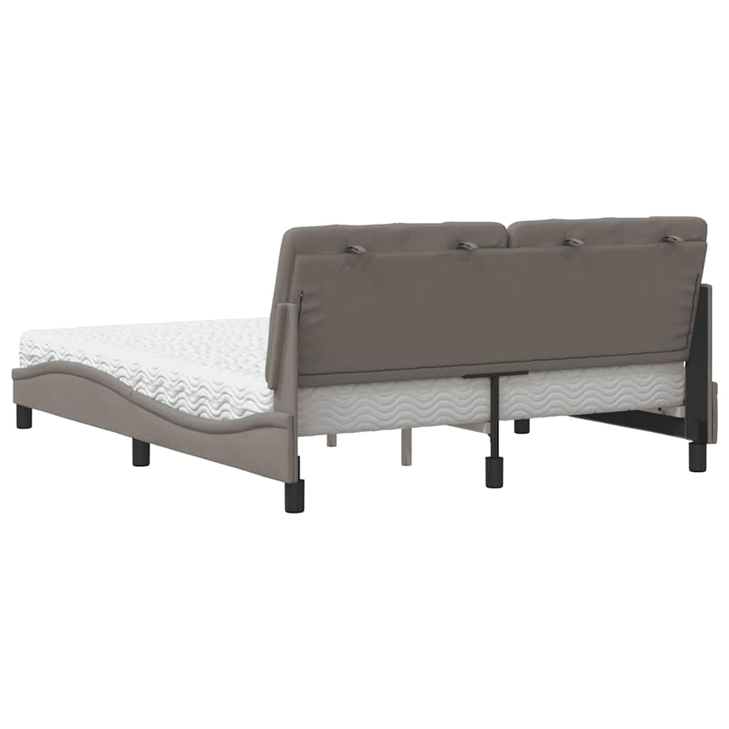 vidaXL Κρεβάτι με Στρώμα Taupe 160x200 εκ. Υφασμάτινο