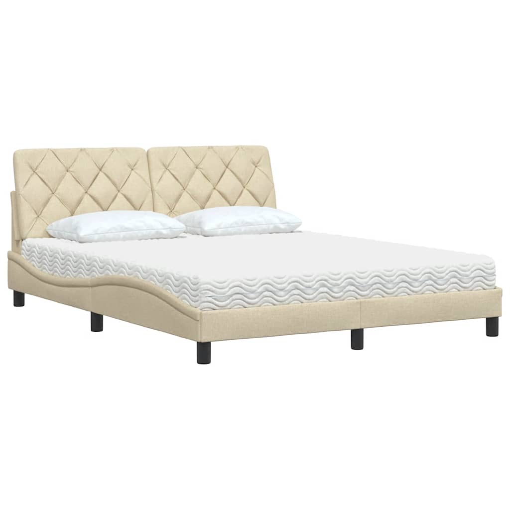 vidaXL Κρεβάτι με Στρώμα Κρεμ 160x200 εκ. Υφασμάτινο