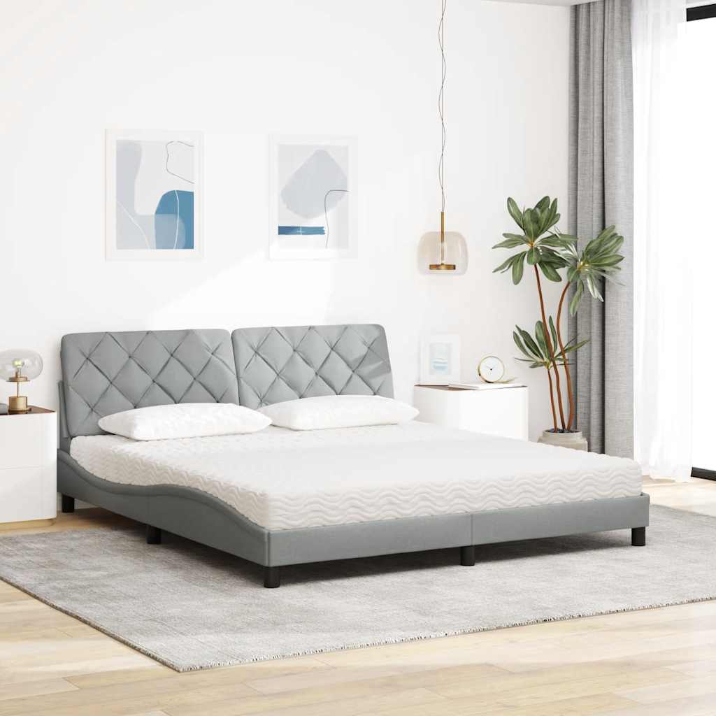 vidaXL Κρεβάτι με Στρώμα Ανοιχτό Γκρι 180x200 εκ. Υφασμάτινο