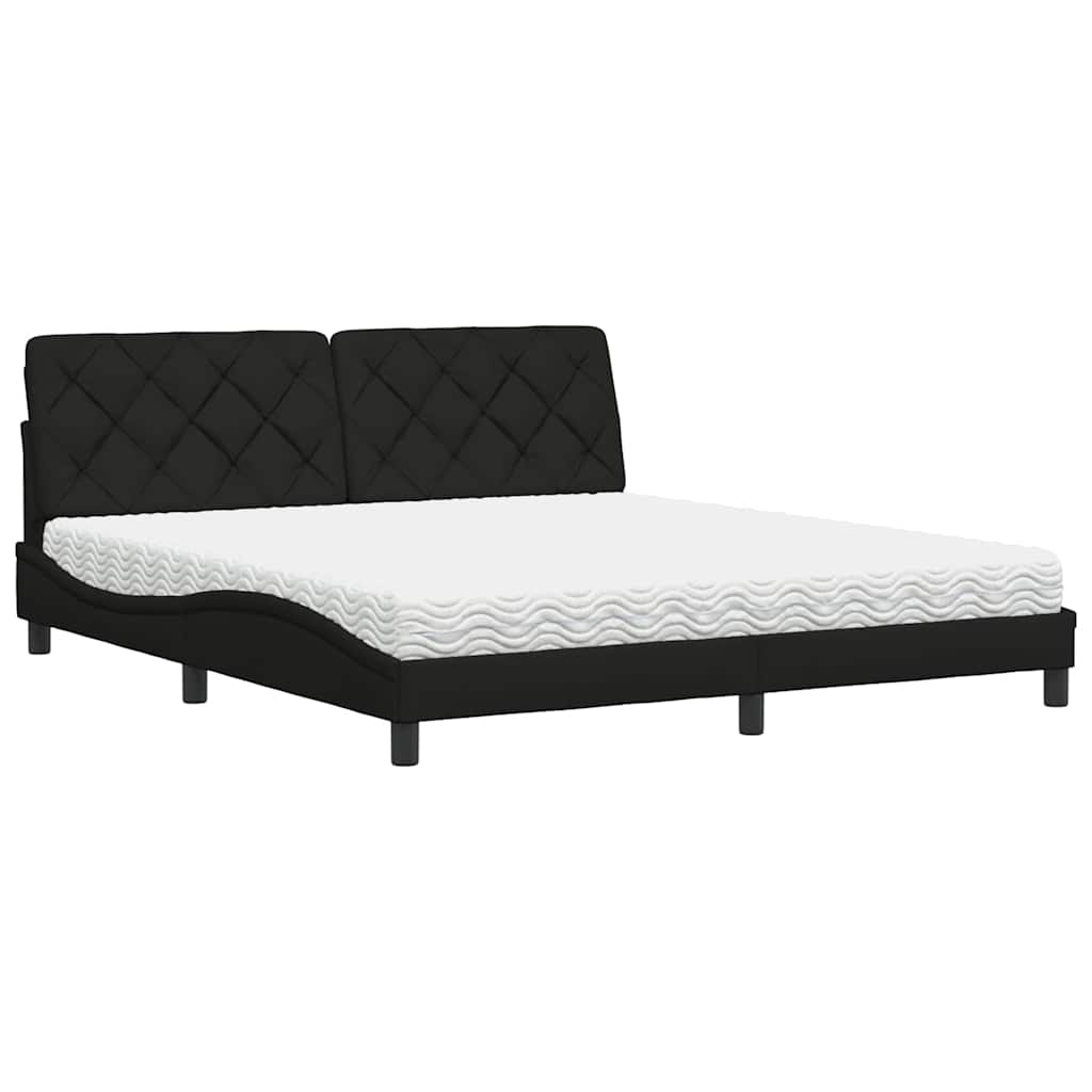 vidaXL Κρεβάτι με Στρώμα Μαύρο 180x200 εκ. Υφασμάτινο