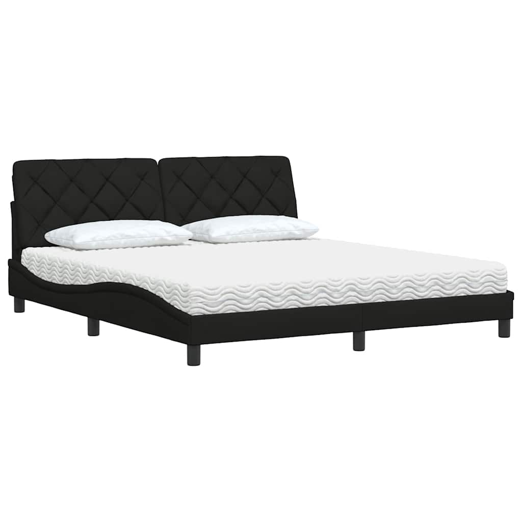 vidaXL Κρεβάτι με Στρώμα Μαύρο 180x200 εκ. Υφασμάτινο