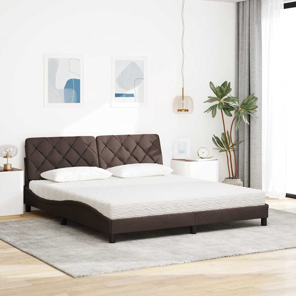 vidaXL Κρεβάτι με Στρώμα Σκούρο Καφέ 180x200 εκ Υφασμάτινο
