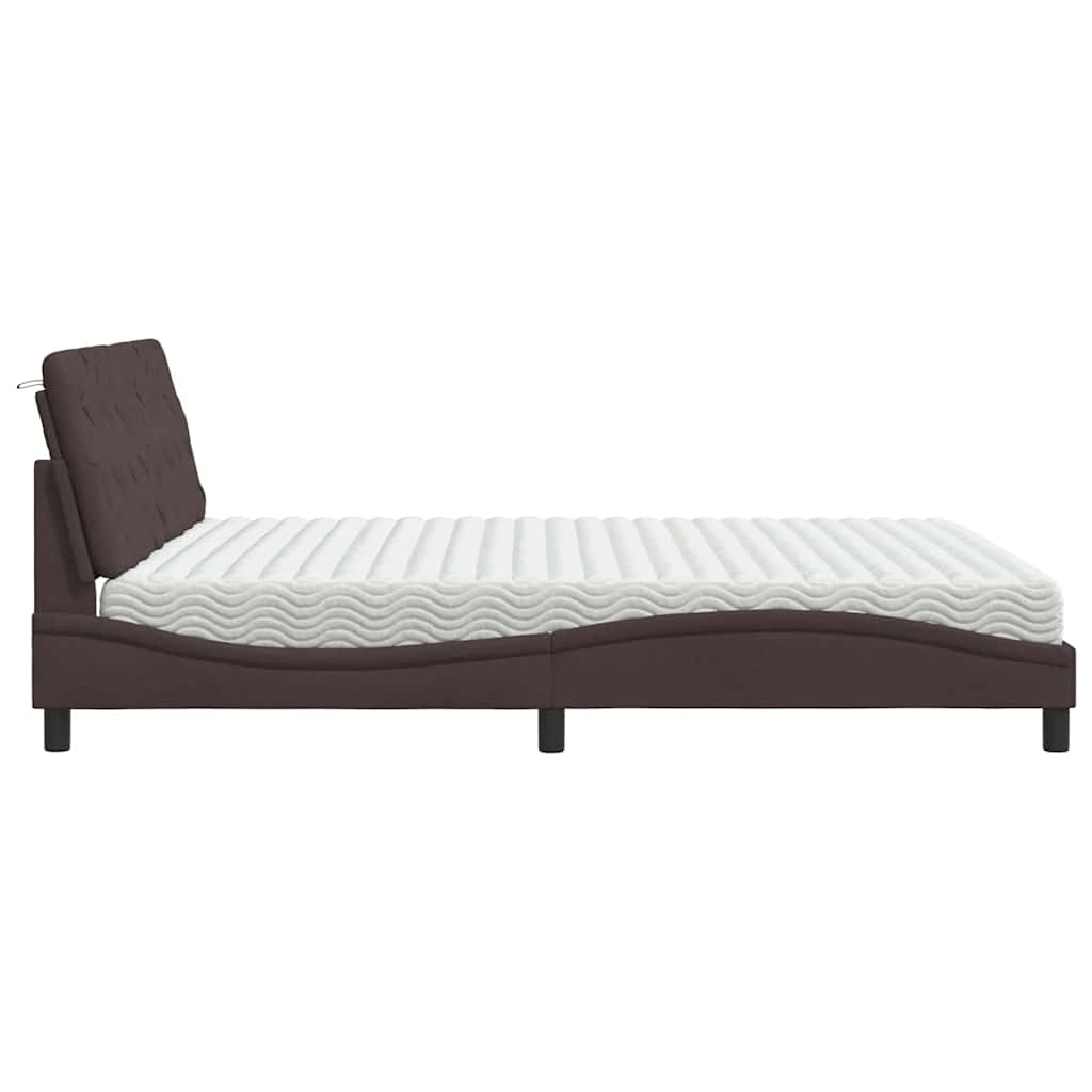 vidaXL Κρεβάτι με Στρώμα Σκούρο Καφέ 180x200 εκ Υφασμάτινο