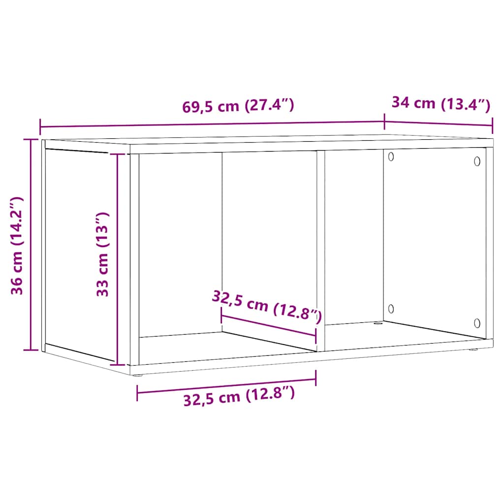vidaXL LP Κουτί Αποθήκευσης Αρτισιανή Δρυς 69,5x34x36 εκ. Επεξ.Ξύλο