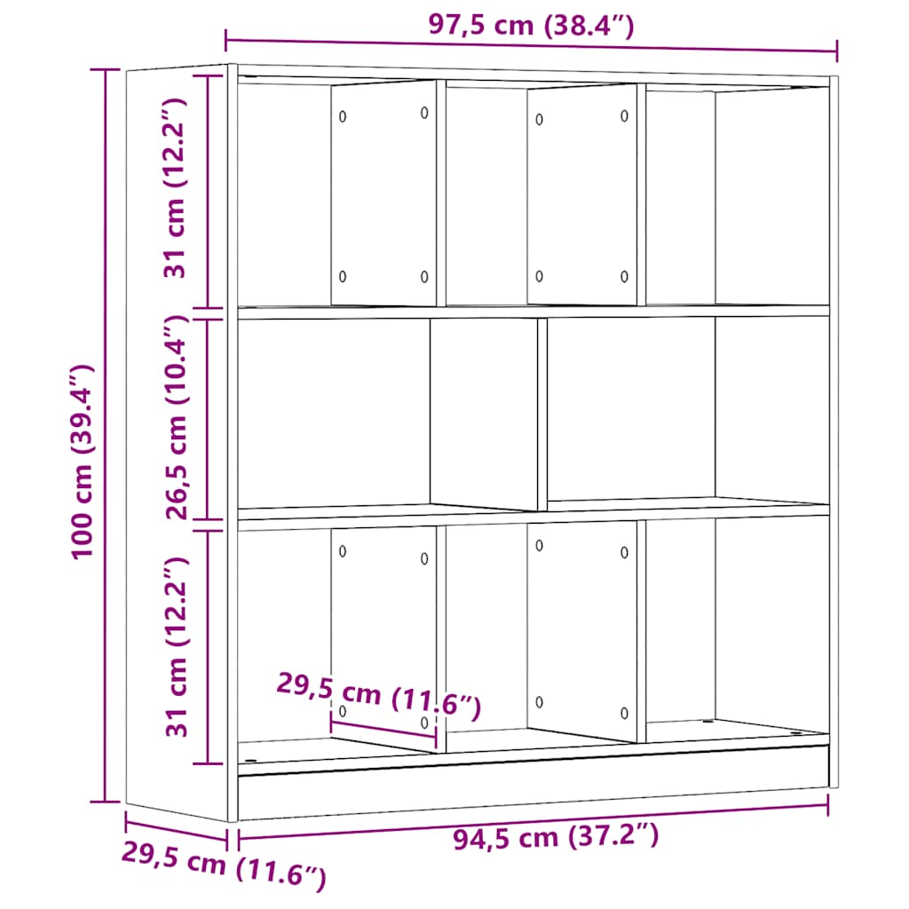 vidaXL Ντουλάπι βιβλίων Artisan Oak 97,5x29,5x100 cm Ξύλο μηχανής