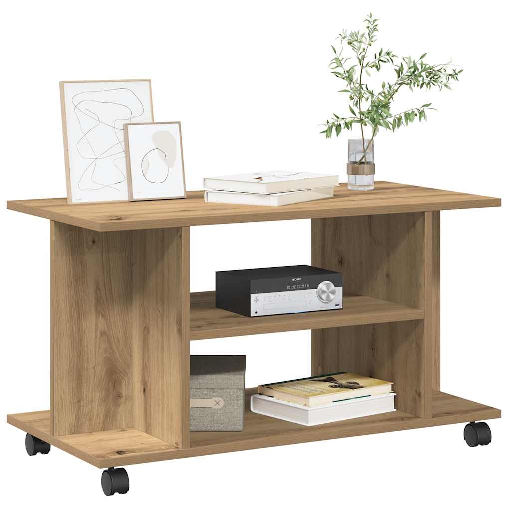 vidaXL Έπιπλο Τηλεόρασης με Ρόδες Τεχνίτης Δρυς 80x40x45 εκ Επεξ. Ξύλο