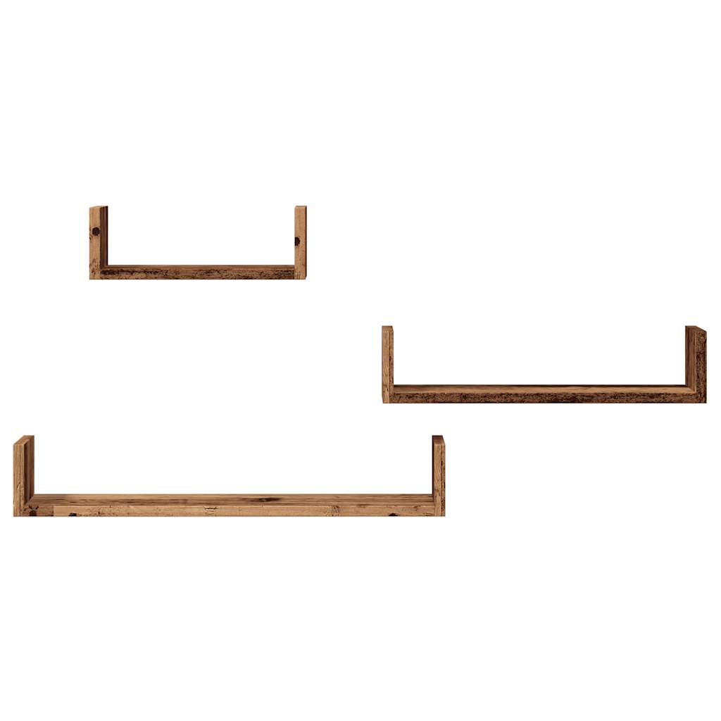 vidaXL Ράφια τοίχου 3 τεμάχια Παλιό ξύλο κατασκευασμένο από ξύλο