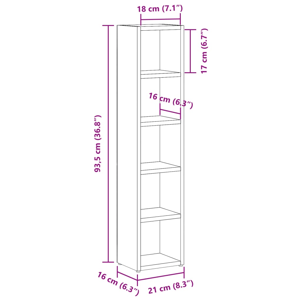 vidaXL Έπιπλα για CD 2 τεμ. Παλαιό Ξύλο 21x16x93,5 εκ. από Επξ. Ξύλο