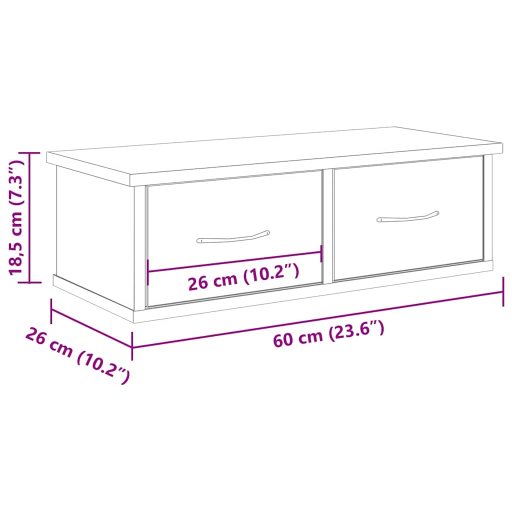 vidaXL Ντουλάπι τοίχου Artisan Oak 60x26x18,5 cm Κατασκευασμένο ξύλο