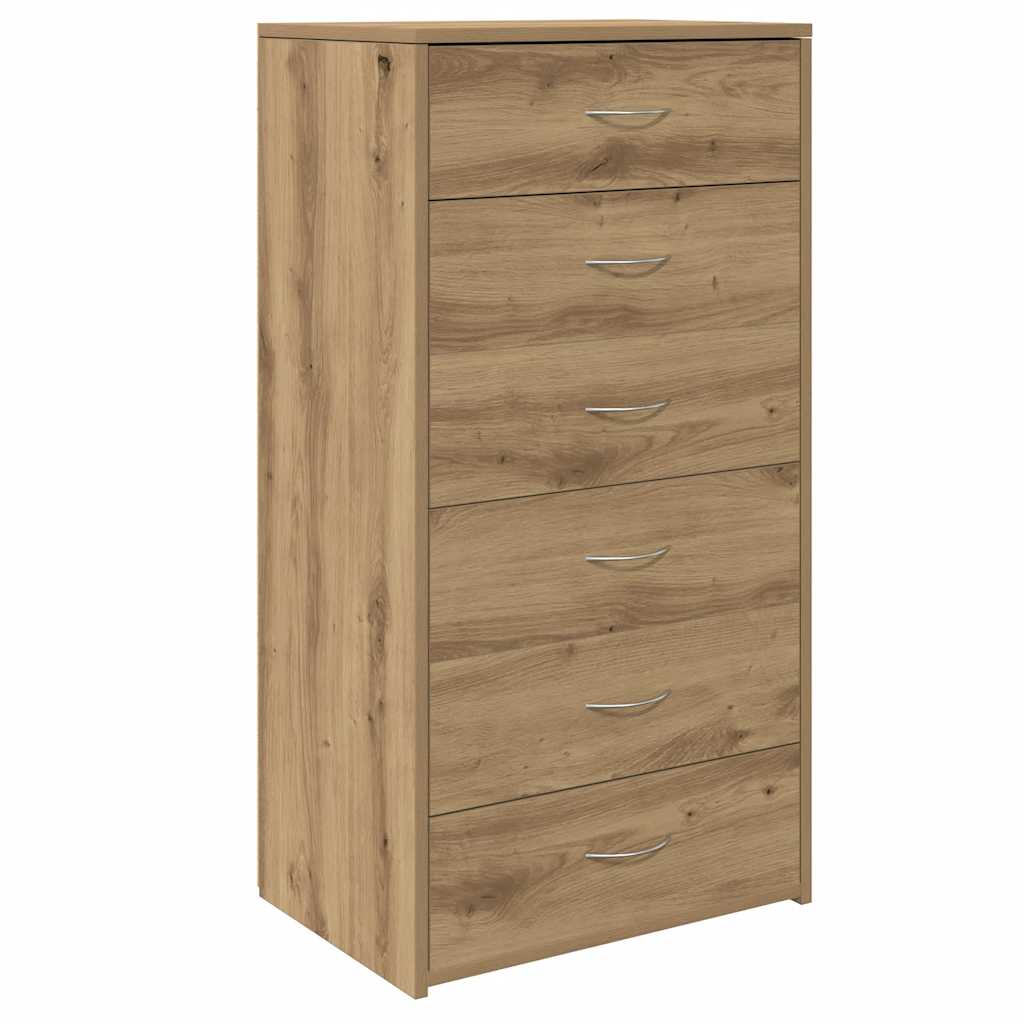 vidaXL Συρταριέρα με 6 Συρτάρια Τεχνίτης Δρυς 50x34x96 εκ. Μοριοσανίδα
