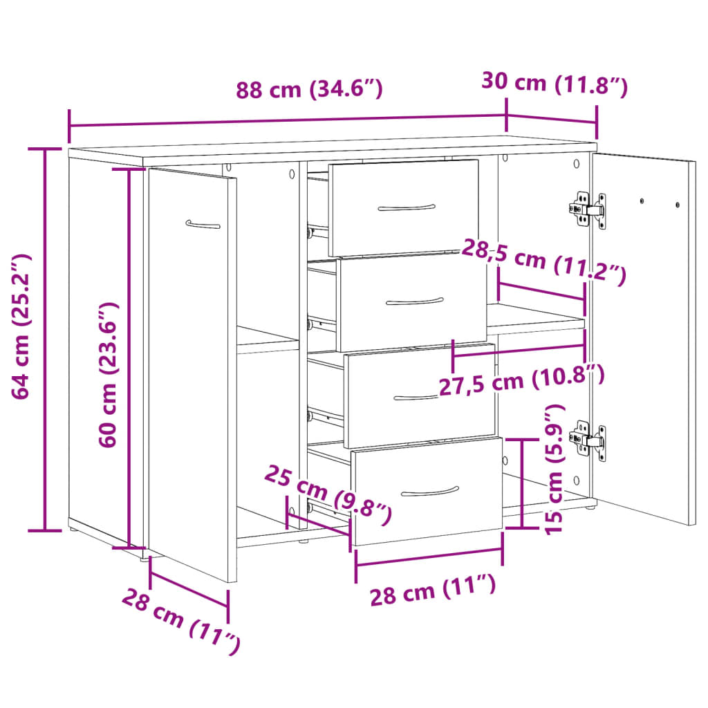 vidaXL Ντουλάπι Παλ. Ξύλο 88x30x64 εκ. από Επεξεργασμένο Ξύλο