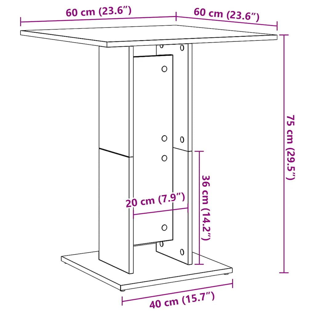 vidaXL Τραπέζι Bistro Χρώμα Τεχνίτης Δρυς 60 x 60 x 75 εκ. Μοριοσανίδα