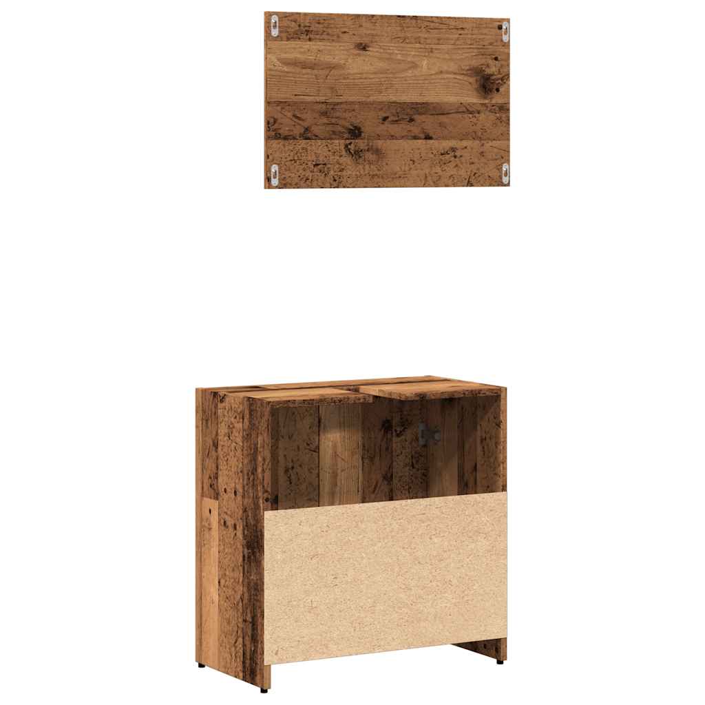 vidaXL Ντουλάπι μπάνιου με καθρέφτη Παλιό ξύλο Μηχανουργικό ξύλο